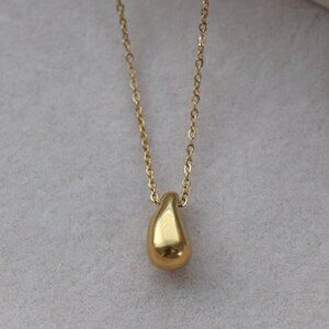 Teardrop Pendant Necklace Gold Plated Stainless Steel